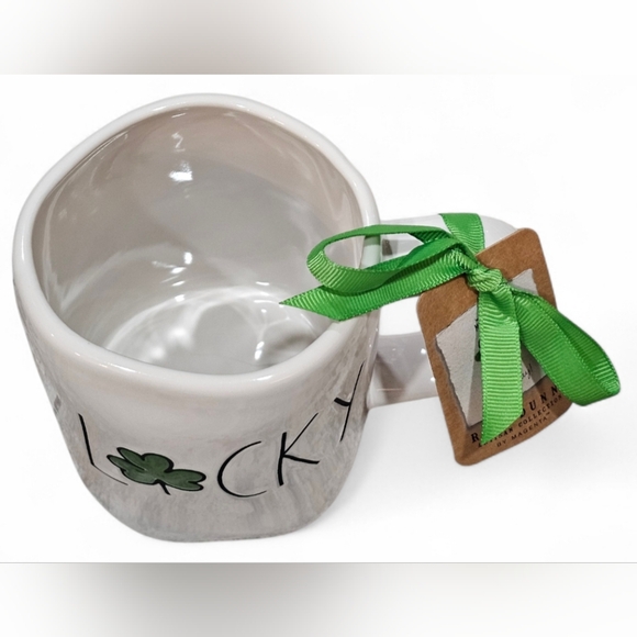 Rae Dunn 'Lucky' Ceramic Mug with Green Accent. New! - Picture 3 of 4